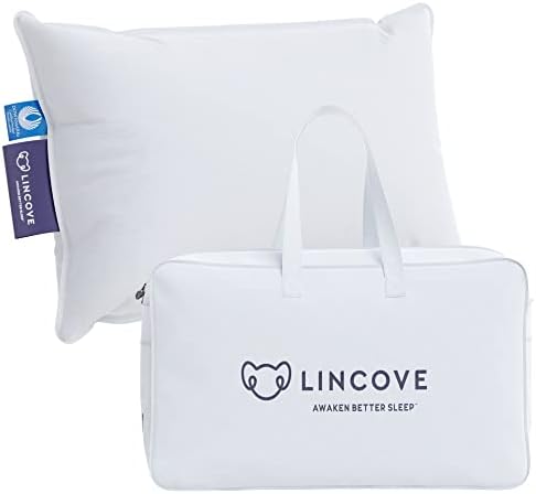 Lincove Canadian Down Feather Travel Pillow - Plush Luxury Pillows to Support Head, Neck, While Sleeping on Airplanes, Cars, Camping, Hotels & Home - Comfortable Vacation Sleeping Essential, 13"x18" - Image 2