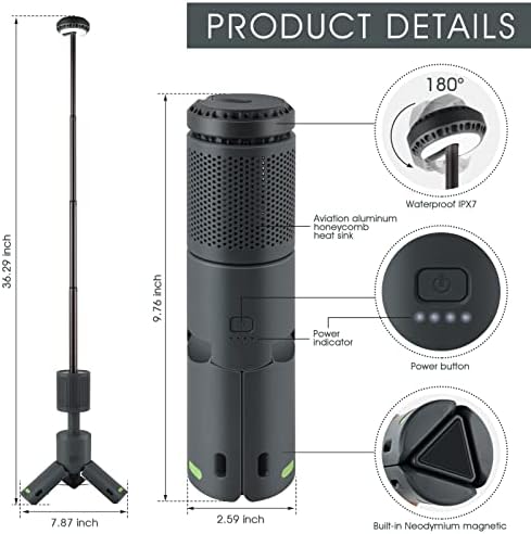 Camping Light Telescopic and Collapsible Night Light Mobile Lighting 10000mAh Battery Built-in Magnetic Road Light & Flash Light for Adventure, Hiking, Camping, Live Streaming (Dark Grey) - Image 2