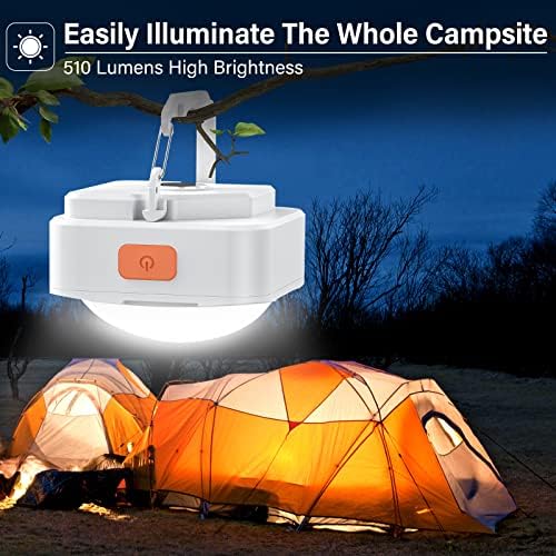 FLY2SKY 2 Pcs White Camping Light Tent Light Portable Rechargeable LED Camping Light Survival Gear Camping Accessories Camping Equipment for Hiking Backpacking Fishing Hurricane Emergency Outage - Image 2