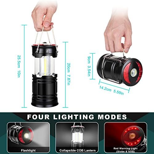 2 Pack Camping Lanterns Camping Accessories USB Rechargeable and Battery Powered 2-in-1 LED Lanterns, Hurricane Lights with Flashlight and Magnet Base for Camping, Hurricane, Hiking, Emergency, Outage - Image 4