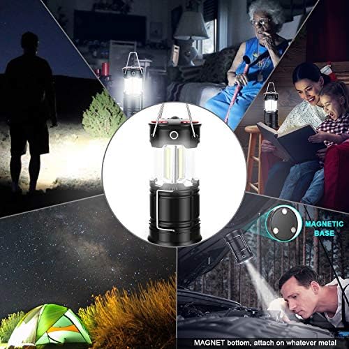 2 Pack Camping Lanterns Camping Accessories USB Rechargeable and Battery Powered 2-in-1 LED Lanterns, Hurricane Lights with Flashlight and Magnet Base for Camping, Hurricane, Hiking, Emergency, Outage - Image 5