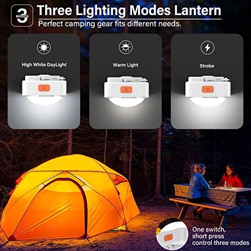 FLY2SKY 2 Pcs White Camping Light Tent Light Portable Rechargeable LED Camping Light Survival Gear Camping Accessories Camping Equipment for Hiking Backpacking Fishing Hurricane Emergency Outage - Image 4