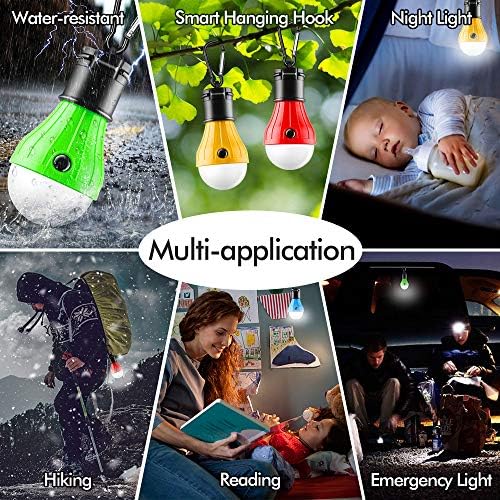 FLY2SKY Tent Lamp 4 Packs Portable LED Tent Light Clip Hook Hurricane Emergency Lights LED Camping Light Bulb Camping Tent Lantern Bulb Camping Equipment for Camping Hiking Backpacking Fishing Outage - Image 5