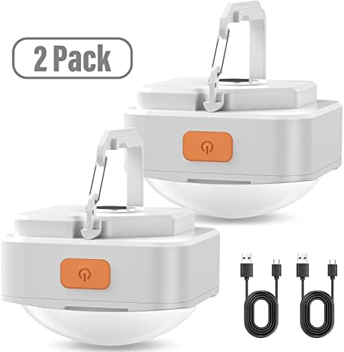 FLY2SKY 2 Pcs White Camping Light Tent Light Portable Rechargeable LED Camping Light Survival Gear Camping Accessories Camping Equipment for Hiking Backpacking Fishing Hurricane Emergency Outage