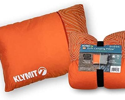 Klymit Drift Camping Pillow, Shredded Memory Foam Travel Pillow with Reversible Cover for Outdoor Use, Large, Orange