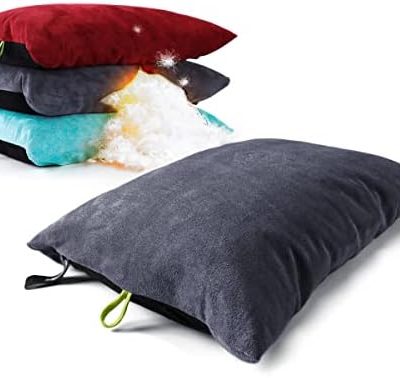 ZOOOBELIVES Down Filled Pillows for Camping/Travel, Washable Soft Cover, Camp Pillow for Neck & Lumbar Support On-The-Go, Ultralight & Compressible for Hiking Backpacking - AlpliveS2046